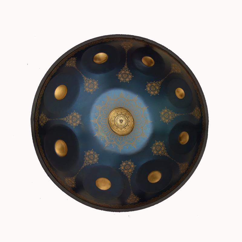 Handpan in BLUE + Gold Dimple Mandala 9-12 Note